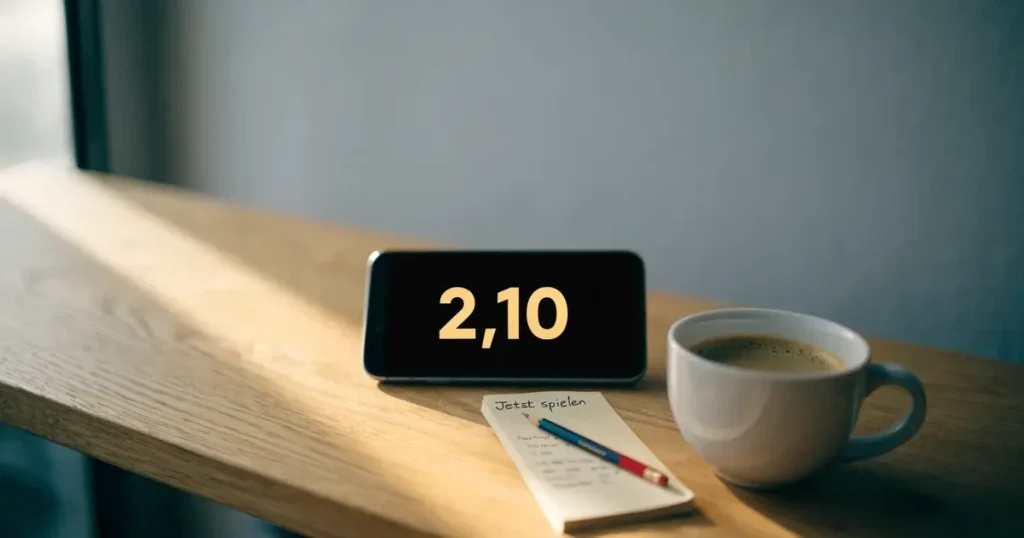 Ein Smartphone mit dunklem Display liegt neben einer Kaffeetasse auf einem hellen Tisch, daneben ein Notizblock.