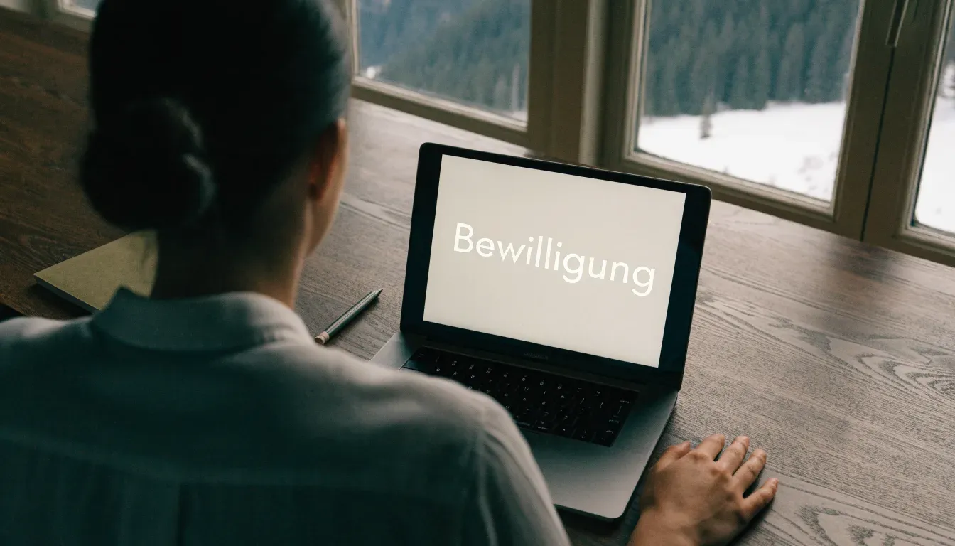 Eine Seilbahnkabine schwebt über einem verschneiten Tal, die Sonne bricht durch die Wolken und beleuchtet die Hänge.