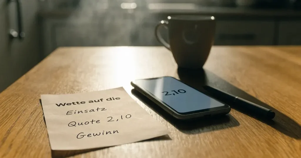 Ein Sparschwein aus Keramik steht auf einem Küchenregal neben einem Glas mit Holzlöffeln.