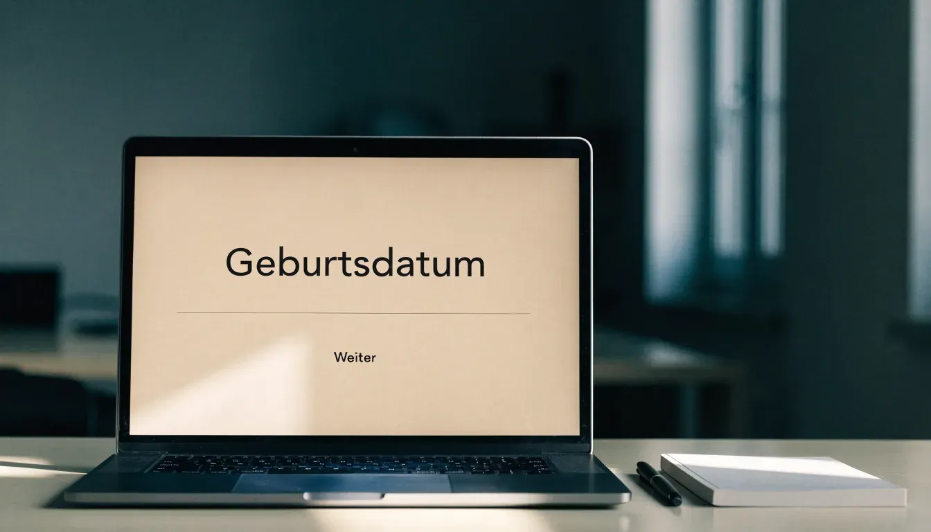 Ein Füllfederhalter liegt auf einer leeren Schreibunterlage aus Leder neben einer Messinglampe.